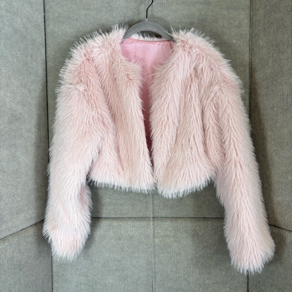 Chic Pink Faux Fur Jacket